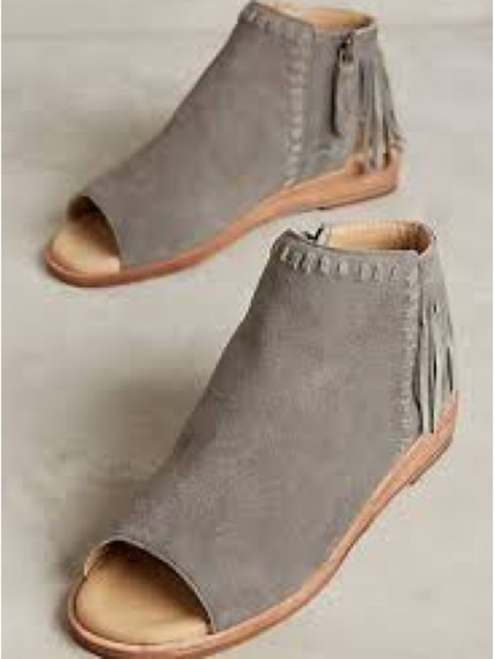 Gee’Wawa Suede Fringe Peep-Toe Ankle Booties – Size 7